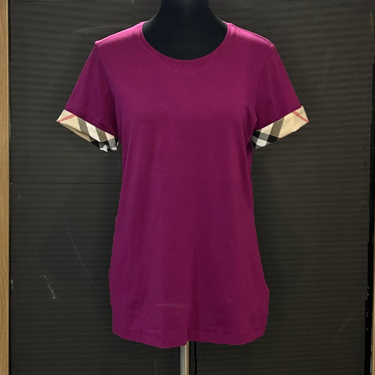 Women's Check Cuff short sleeve t-shirt