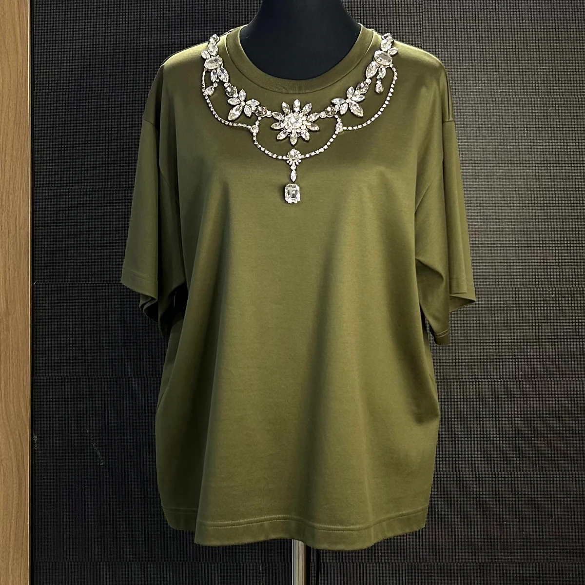 D&G Crystal Embellished choker-style T-shirt