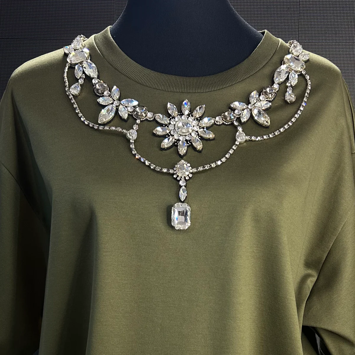 D&G Crystal Embellished choker-style T-shirt