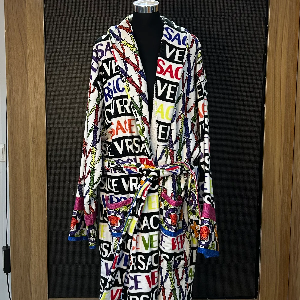 Versace Virtus logo cotton bathrobe