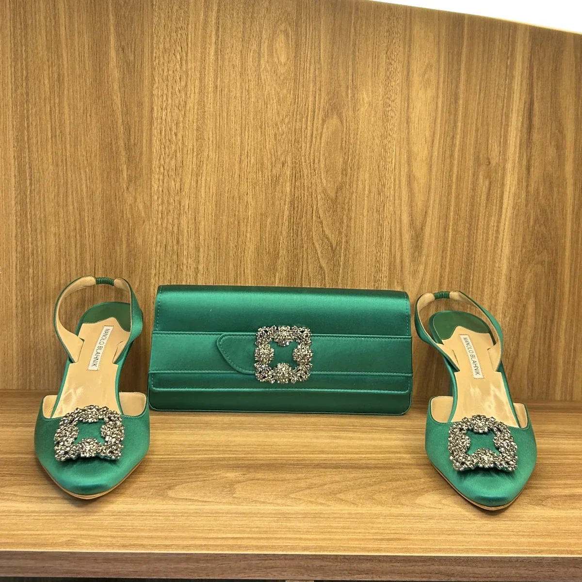 Manolo Blahnik Hangisi pump with matching clutch