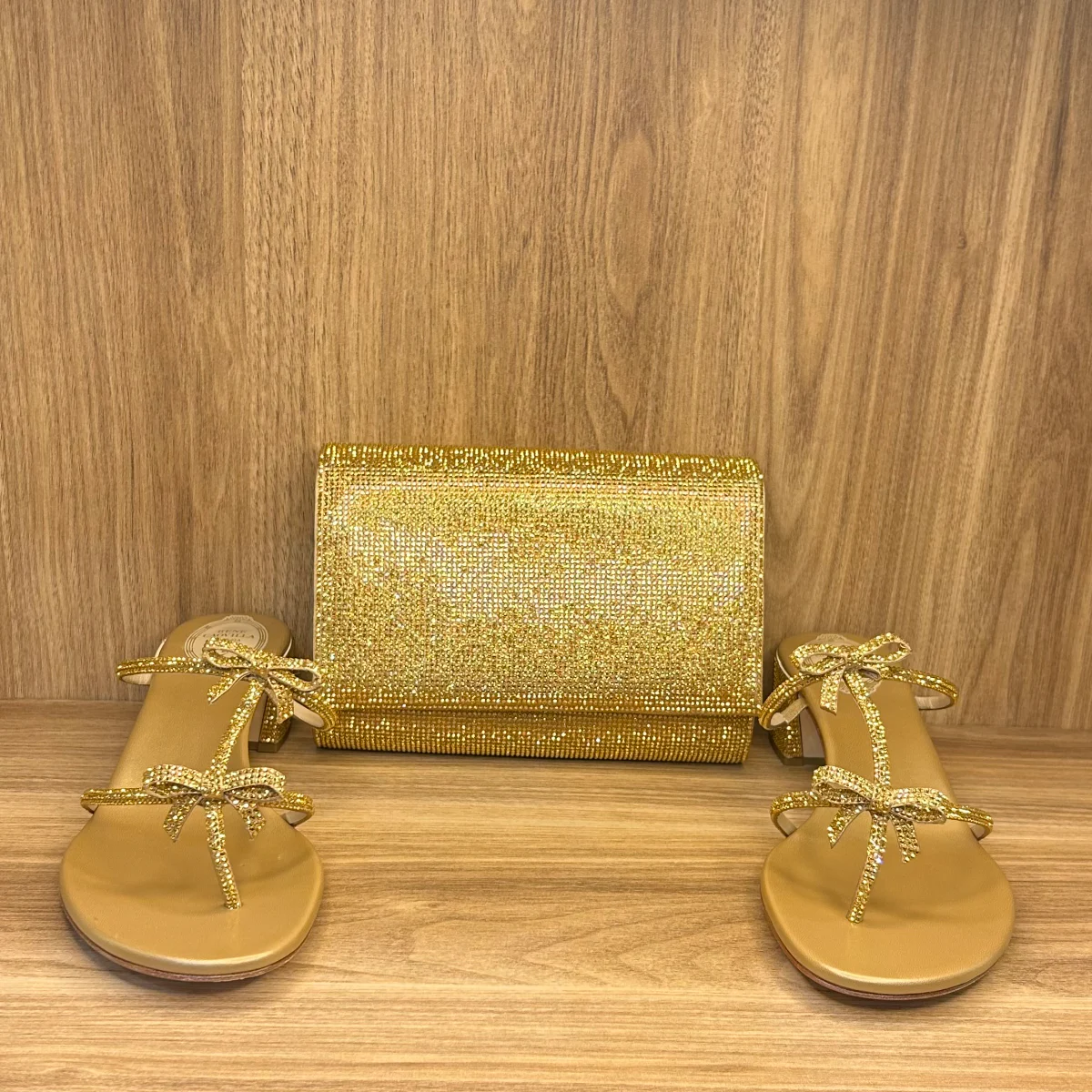 Rene Caovilla Rhinestone- embellished Sandals with matching rene clutch
