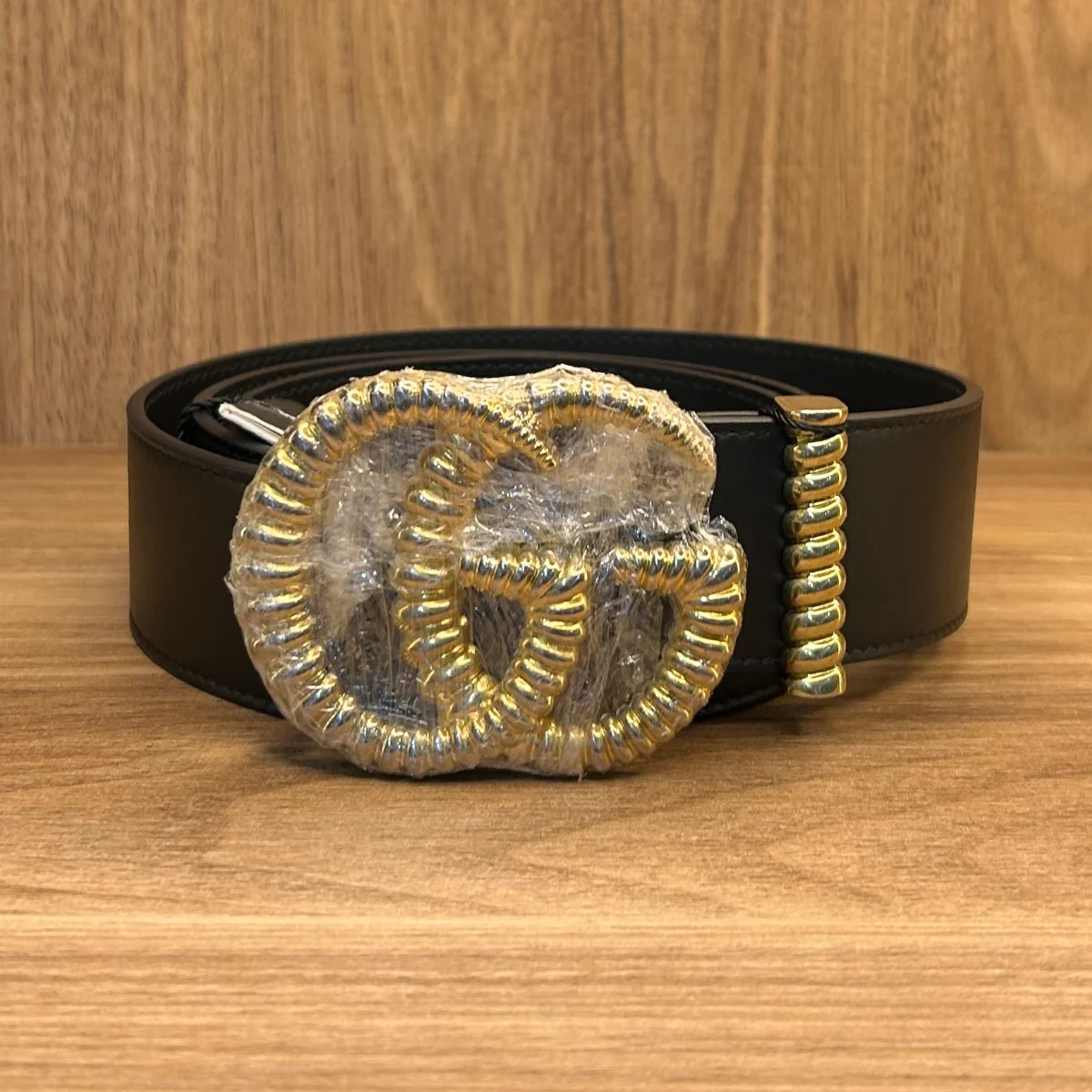 Leather belt with Torchon Double G buckle