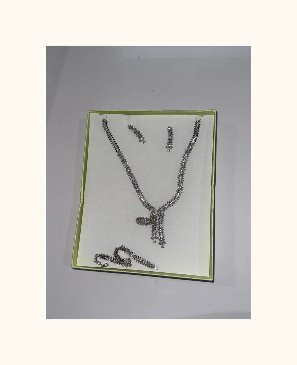 Cubic Zirconia Necklace and Earrings Set